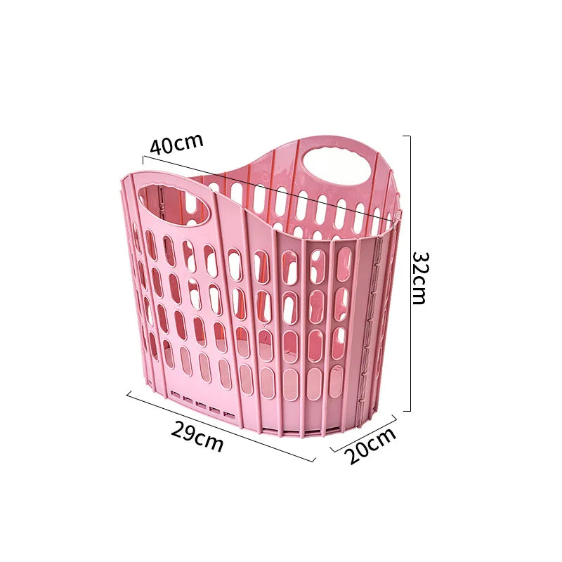 B 1pc Foldable Laundry Hamper, High Capacity & Portable, Durable Fabric, Space Saver, Collapsible Basket, Bathroom Organizer Qme Small pink