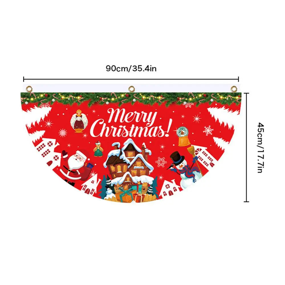 Christmas Party Banner Half Fan Shaped Festival Decoration Waterproof Qme Red China Mainland