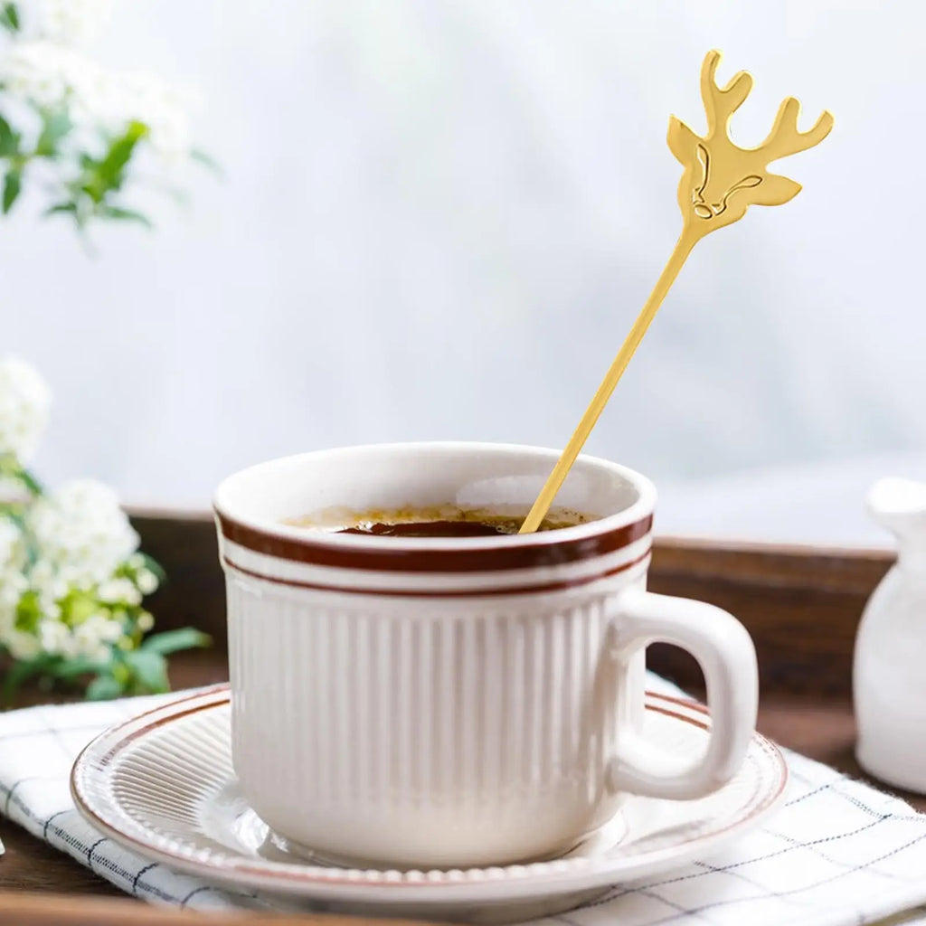 Coffee Stir Spoons Christmas Stainless Steel 4 Decorative Teaspoons Qme