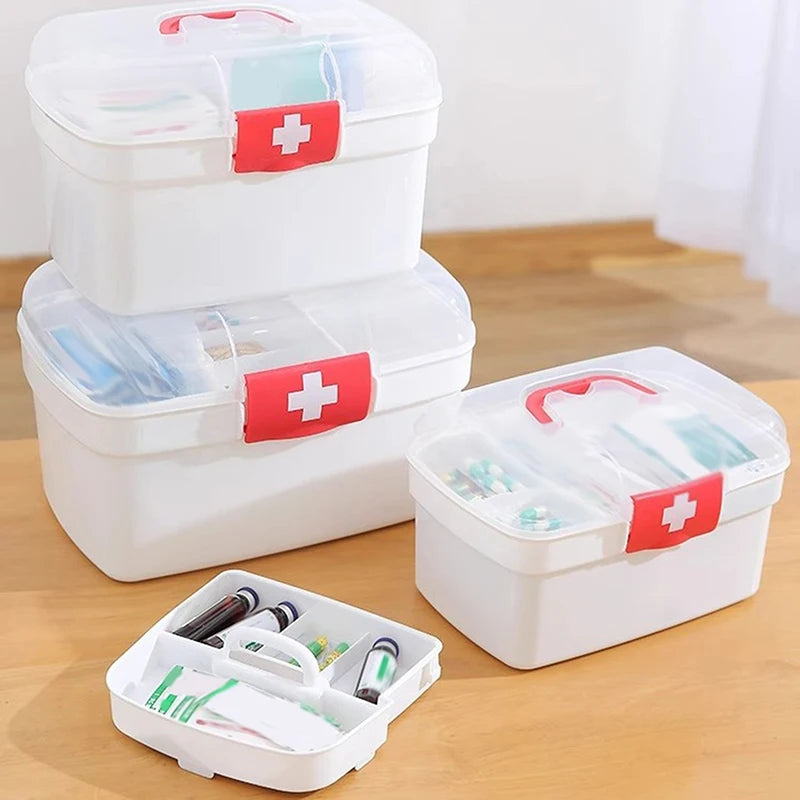 Medicine Storage Box Portable Large Capacity Family Hand First Aid Qme