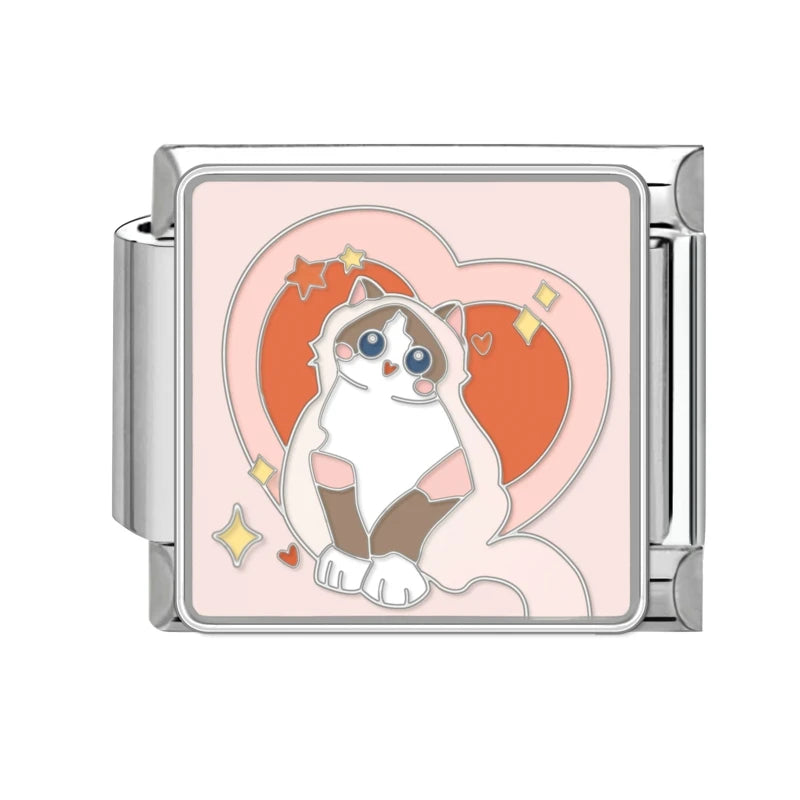 Fashion Colorful Cat Tulip Daisy Flowers Heart Charm Italian Links
