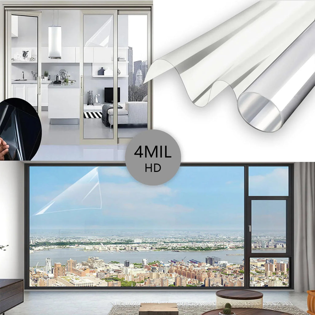 4 Mil Thicness Transparent HD Security Anti Theft Window Film Shower Room Bathroom Window Door Explosion Proof Tempered Film Qme