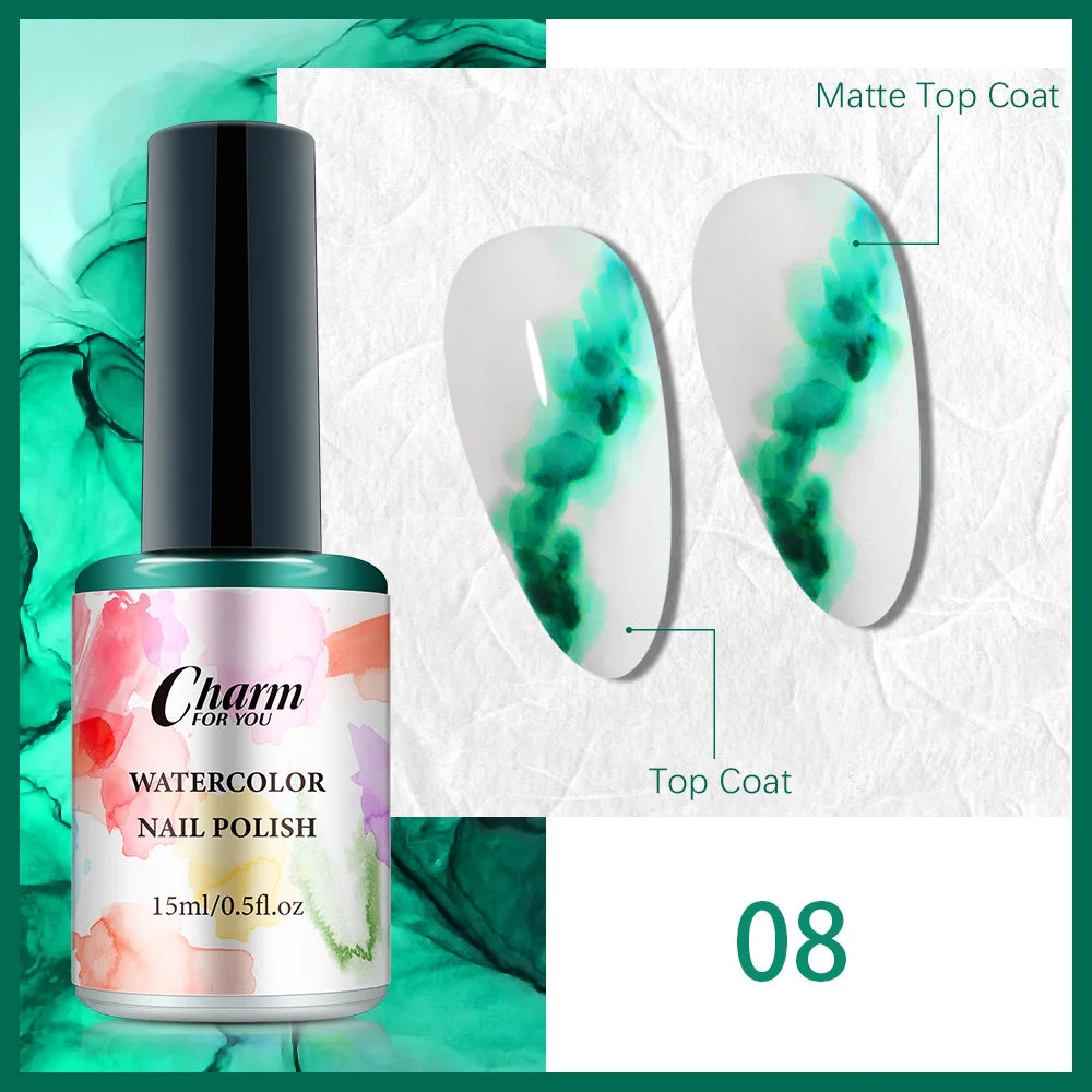 Clear Blooming Nail Gel Watercolor Marble Blossom Polish Spreading Qme 08