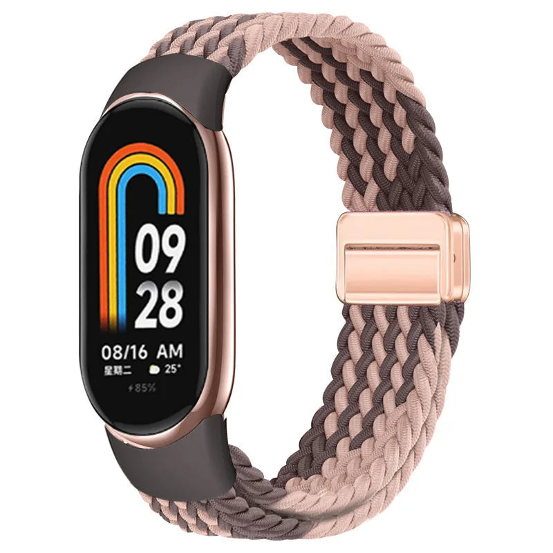 Breathable Elastic Nylon Braided Magnetic Watch Strap Adjustable