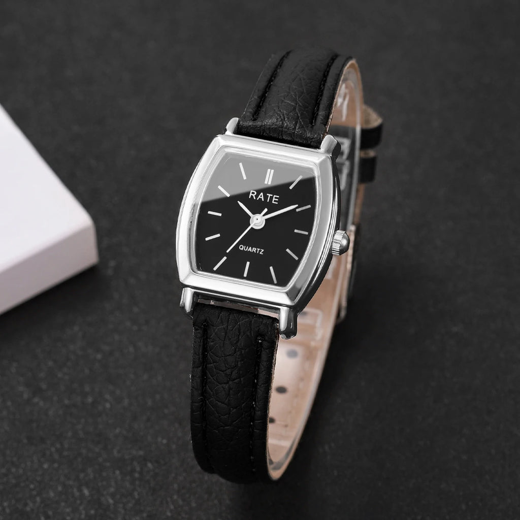 2PCS/Set Fashion Casual Women Watches Leather Strap Quartz Wristwatch Reloj Mujer Girls Clock Gift（Without Box） Qme