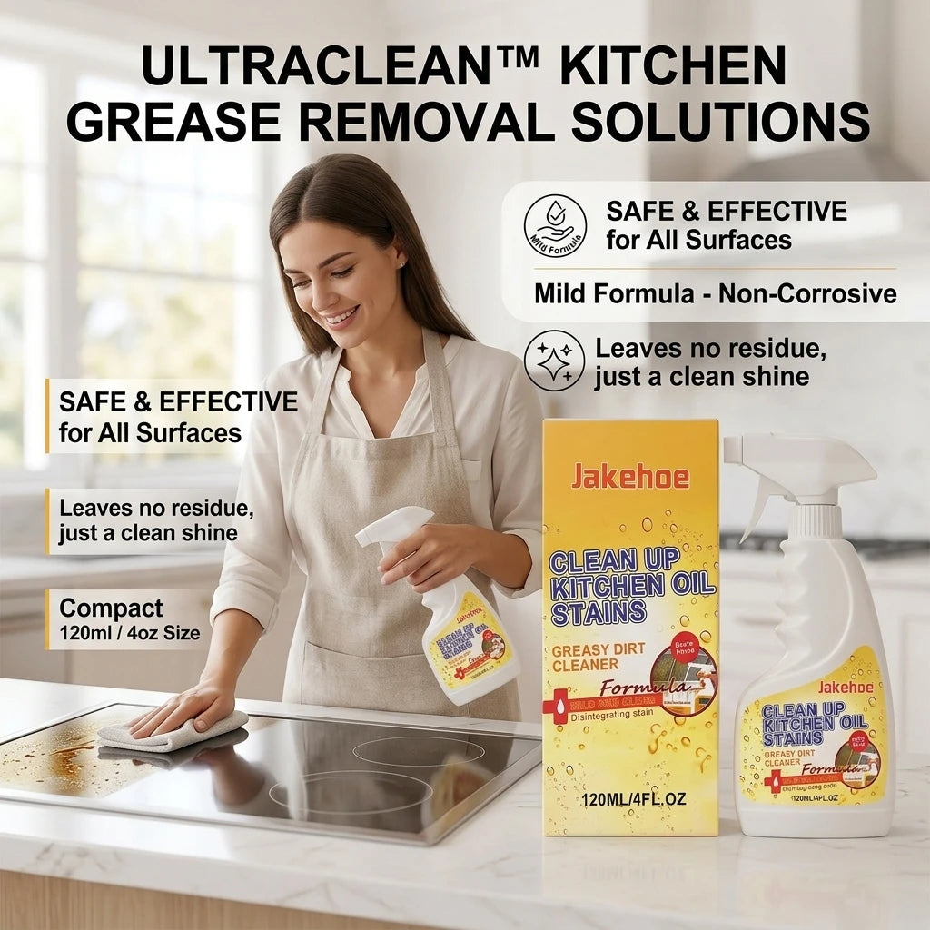 Kitchen Grease Stain Remover Spray Dissolve Caked Cooking Grease Remove Food Residue Fast-Acting Multi-surface Gentle Degreaser Qme