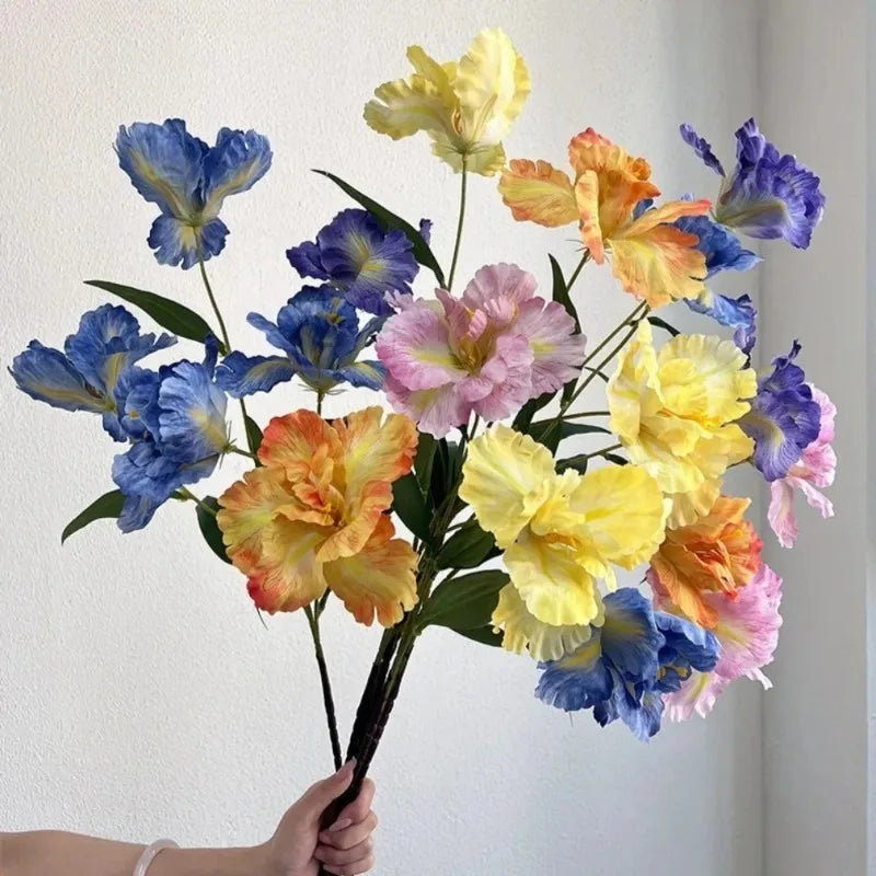 Artificial Iris Flowers Real Touch Bouquet Wedding Arrangement Qme