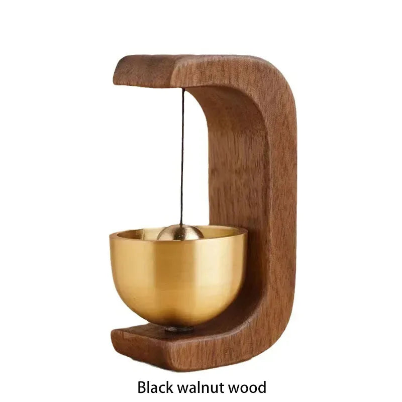 Dopamine Wind Bell Magnetic Suction Door Glue Free Wind Chimes Entrance Doorbell Reminder Walnut Wood Wind-bell Home Decor ﻿ Qme Black Walnut