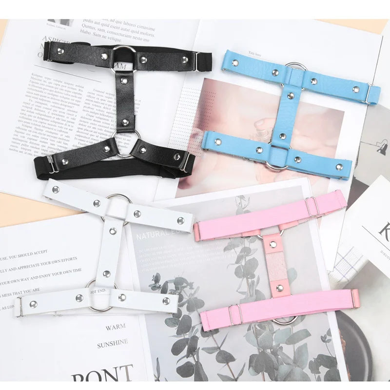 Women Girls Sexy Garter Goth Belt Harajuku Punk Gothic PU Leather Leg Qme