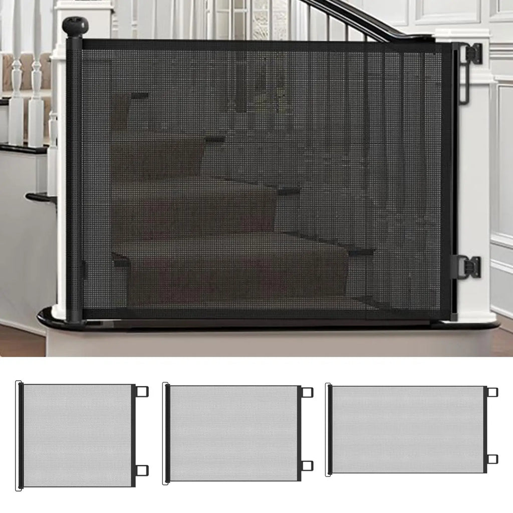 Retractable Pet Gate Retractable Mesh Gate No-Drill Childproof Net Fence Cat Baffle for Indoor Staircase Patio Fireplace Deck Qme