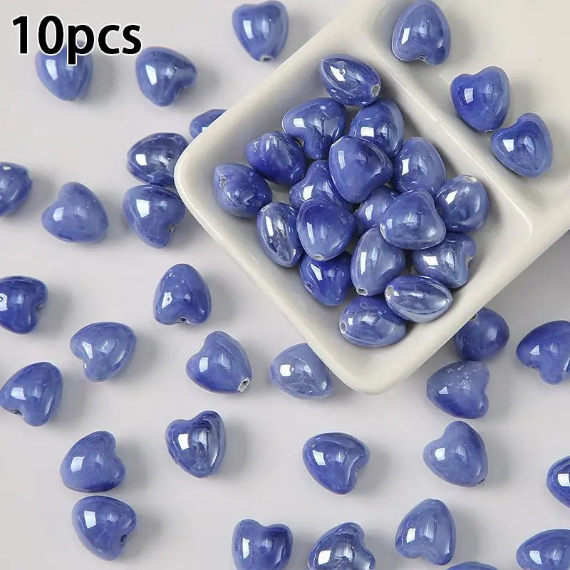 10Pcs Ceramic Loose Beads, DIY Jewelry Making Supplies for Necklaces & Earrings, Ceramic Pendants for Crafting Accessories Qme A17