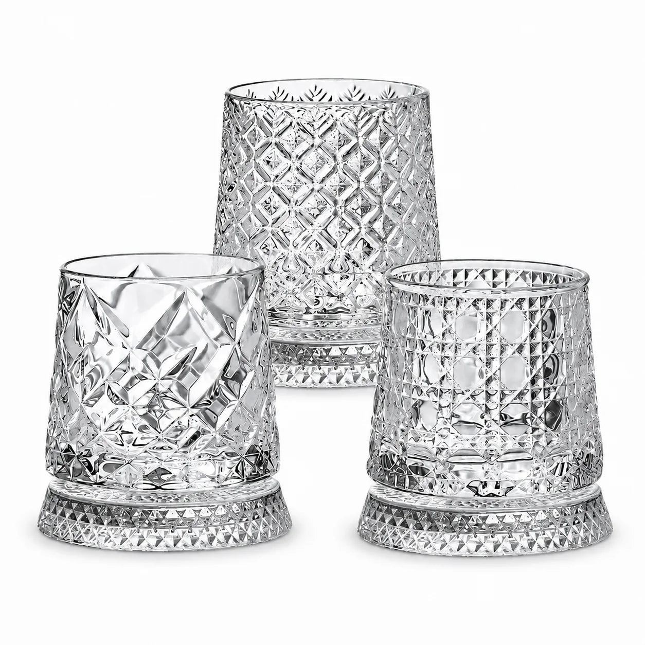 280ml Rotating Whiskey Glass Crystal Rum Glass Cocktail Party Drinking Gift Creative Crystal Premium Beer Glass Qme 3pcs 260ml