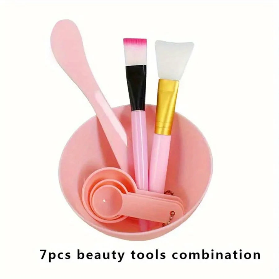7pcs/Set DIY Face Mask Mixing Tools - Facial Applicator Spatula Mask Bowl Spoons -Applying Masks And Skin Care Products Qme
