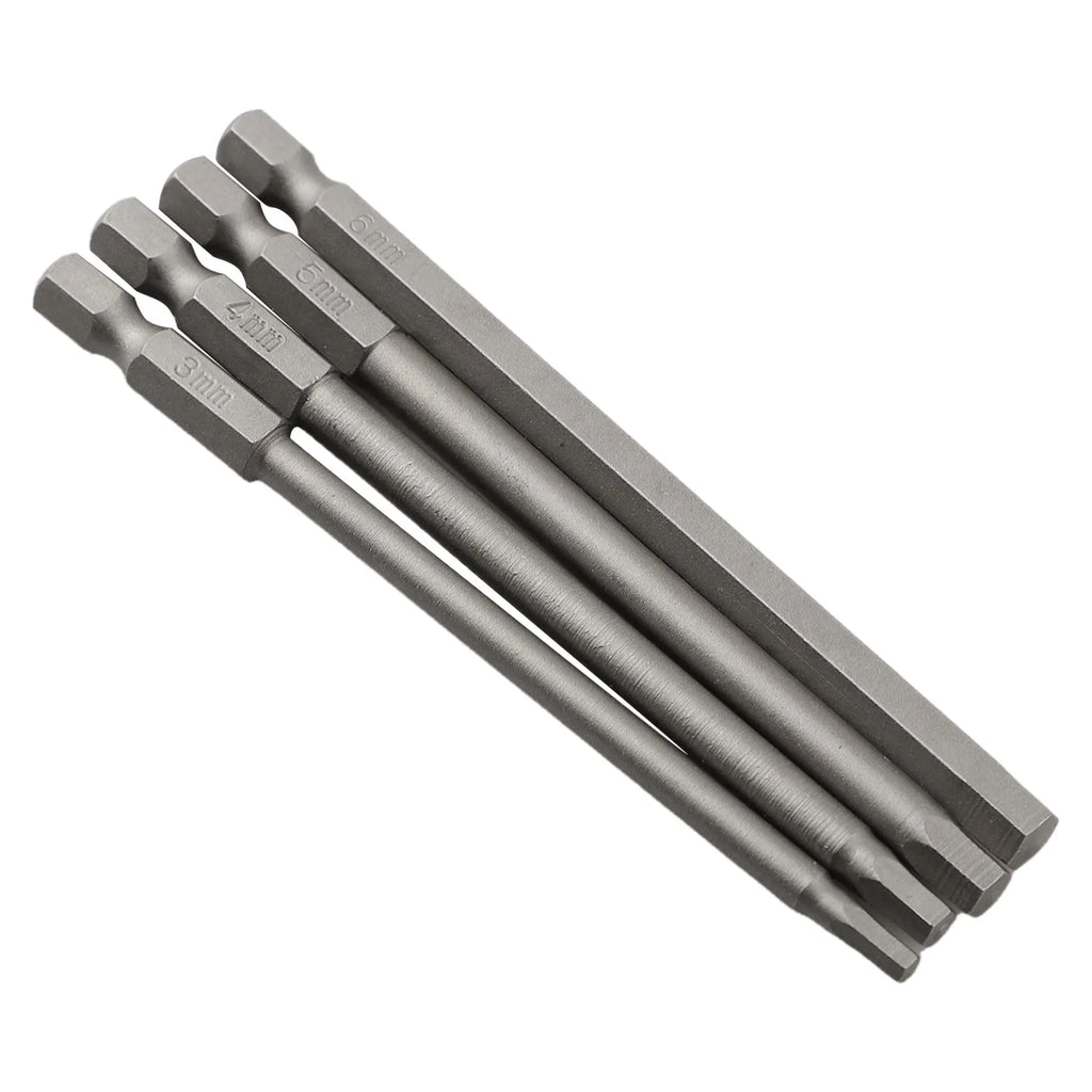 4pcs 1/4 Hex Shank 100mm Long Screwdriver Bits Kit For Torx/Hexagon/Cross/Slotted Hand Tools Qme