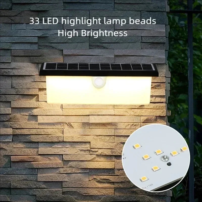 LED Motion Sensor Solar Lights Outdoor for Garden Outdoor Solar Lights Waterproof Solar Powered Led Outdoor Lighting Wall lamp Qme
