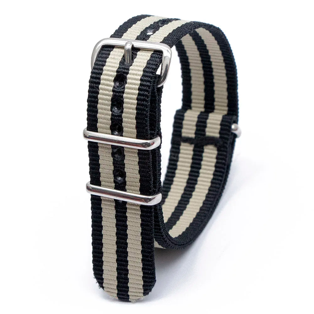 F Nylon Watch Band Watch Straps Replacement with Stainless Steel Buckle for Men and Women's Watch Band Replacing 18 20 22 24MM Qme