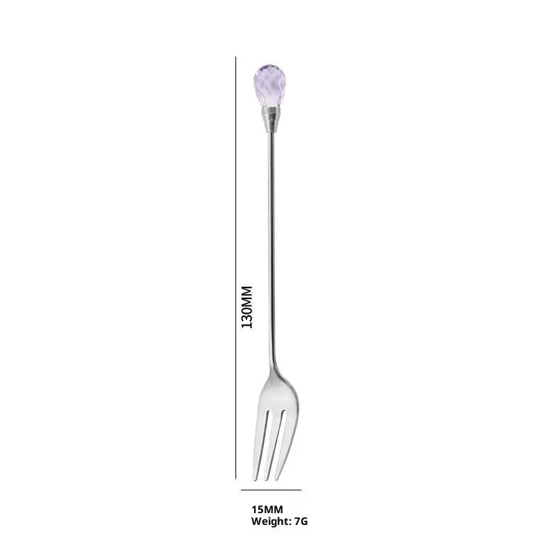 Dessert Ice Cream Coffee Cocktail Crystal Spoon Long Handle Teaspoon Qme A6