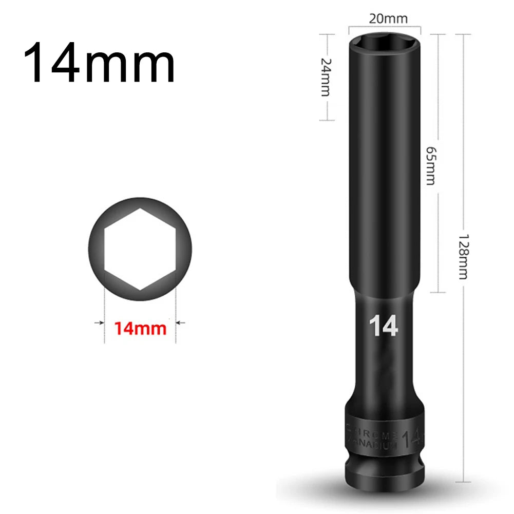 1/2 Drive Socket Wrench Hex Socket Head 8-24mm Adapter Spanner Converter Replacement Parts Tire Removal Tools Accessories Qme 14mm