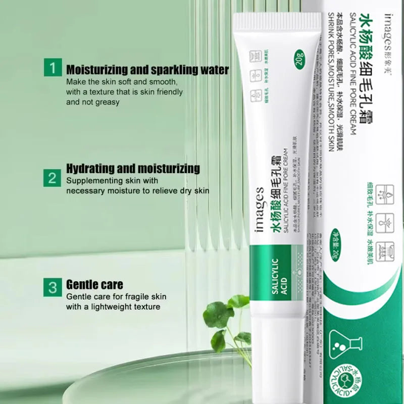 Salicylic Acid Pore Clearing Cream Shrink Pores Remove Blackheads Acne Brighten Moisturizing Smooth Skin Care Korean Products Qme