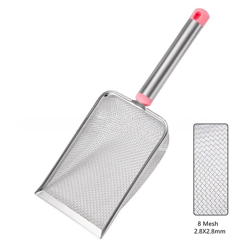 High-efficiency Cat Litter Scoop Fine Mesh Stainless Steel Non-stick Qme 2.8X2.8mm Pink