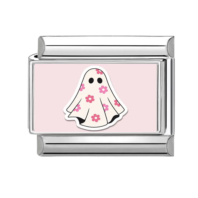 2025 Fashion Halloween Pumpkin Ghost Dark Style Italian Charm Link Stainless Steel Module Bracelet DIY Making Jewelry for Couple Qme Style 2