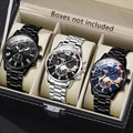 3PCS Men's Watch Set Business Trend Fashion Classic Quartz Watch Suitable for Daily Clothing Matching or Holiday Gifts Qme black