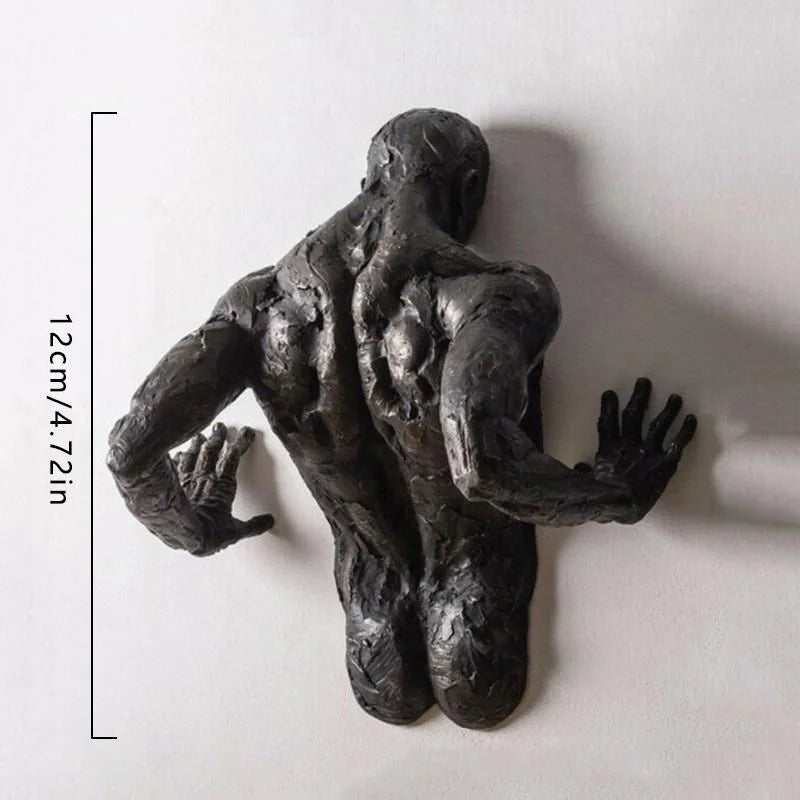3D Through Wall Figure Sculpture Resin Electroplating Imitation Copper Abstract Character Ornament Statue Living Room Home Decor Qme B3