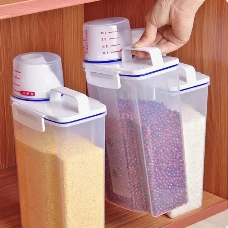 Plastic Cereal Dispenser Food Grain Rice Flour Storage Container Kitchen Household Organizer Supplies Box Storages Qme