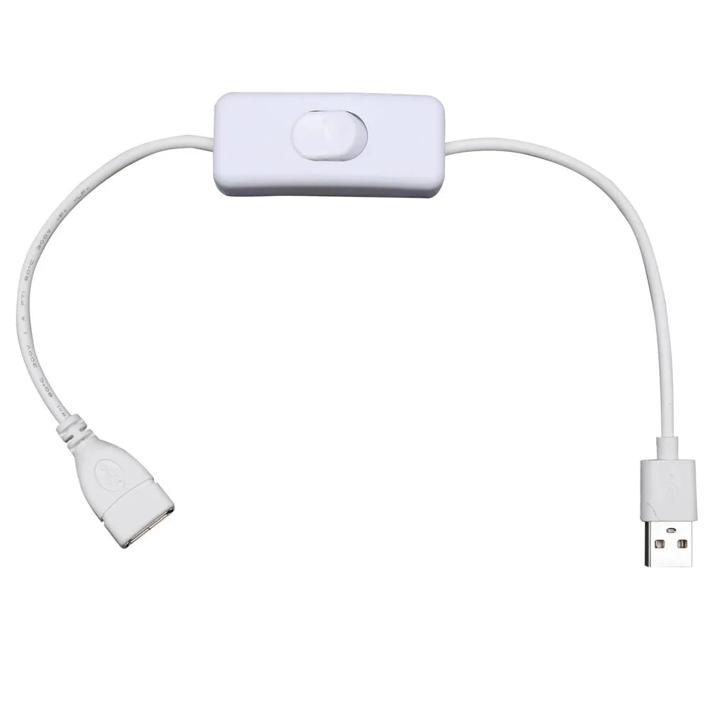 7pcs 28cm USB Cable with Switch ON/OFF Cable Extension Toggle for USB Lamp USB Fan Power Supply Line Durable HOT SALE Adapter Qme White 7pcs
