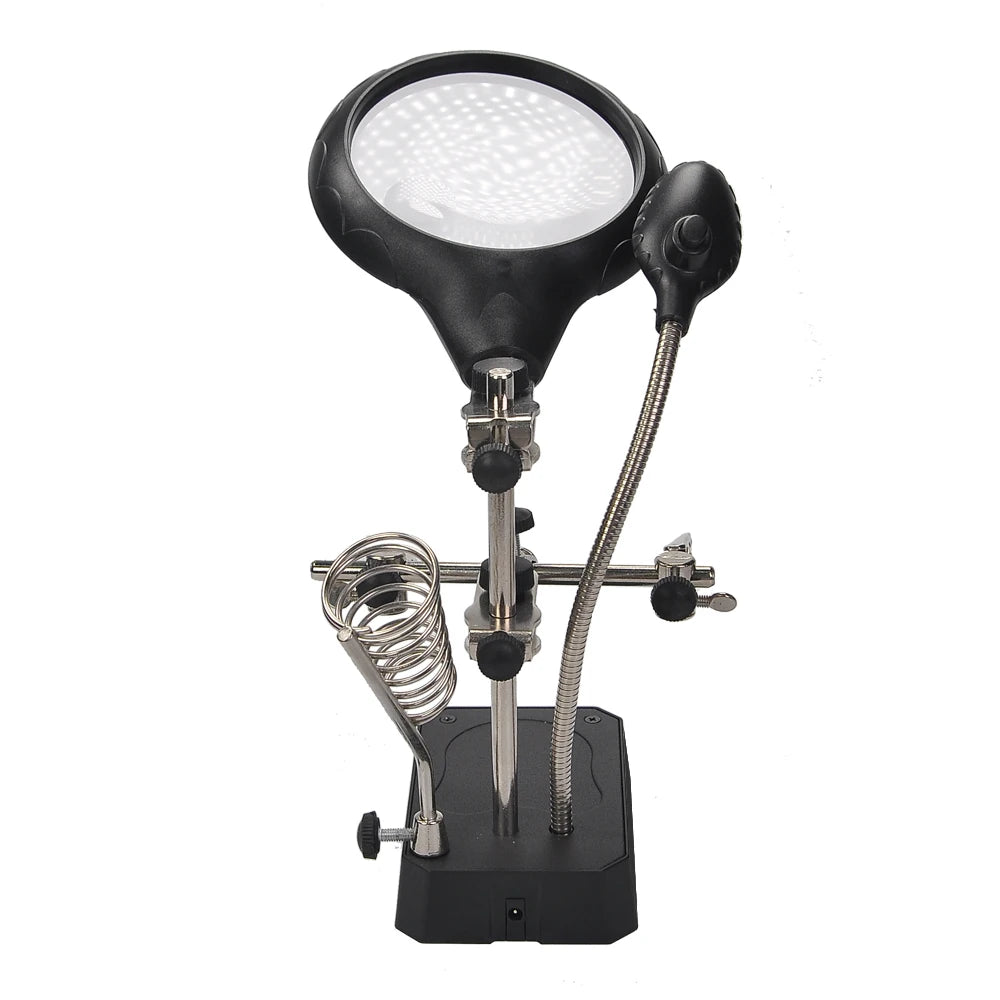 Magnifier 2 5 X 5X 3rd Aid Clip LED Lighting Hand Welding Stand Qme
