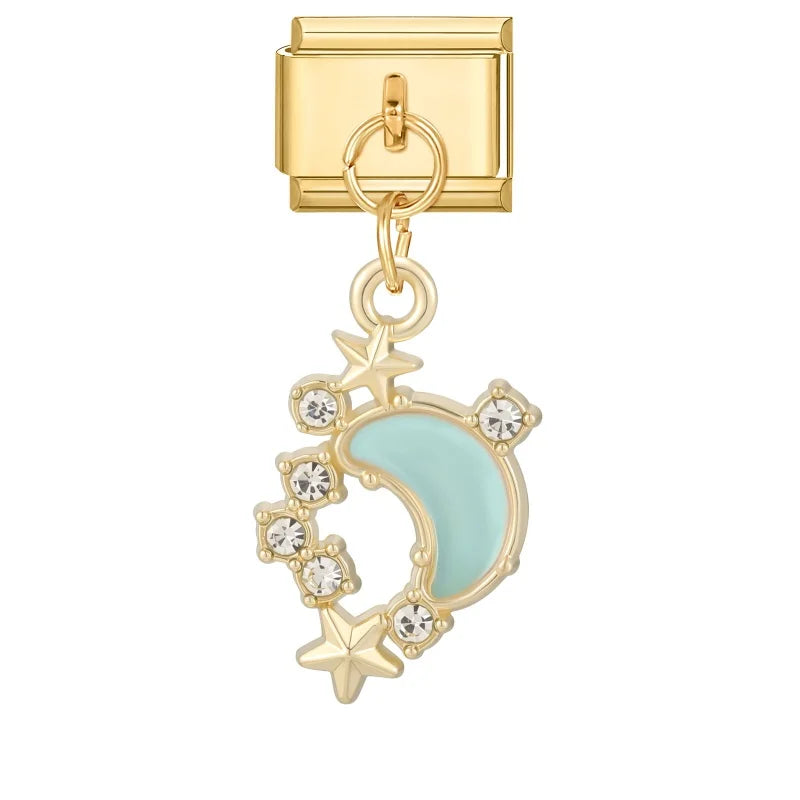 1Pc luxurious Italian style steel Stainless pendants inlaid with artificial zircon exquisite charm elegant Butterfly Moon Stars Qme Style 18