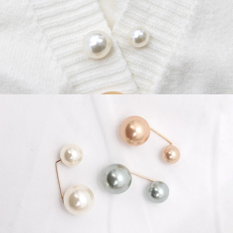 Double Pearl Brooch Pins Anti-fade Exquisite Elegant Brooches Women Qme