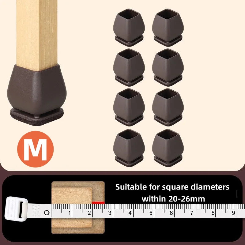 8/16PCS Chair Leg Protector TPE Diagonal Leg Table and Chair Floor Protection with Felt Furniture Leg Cover Furniture Sliders Qme Square Brown M 16pcs