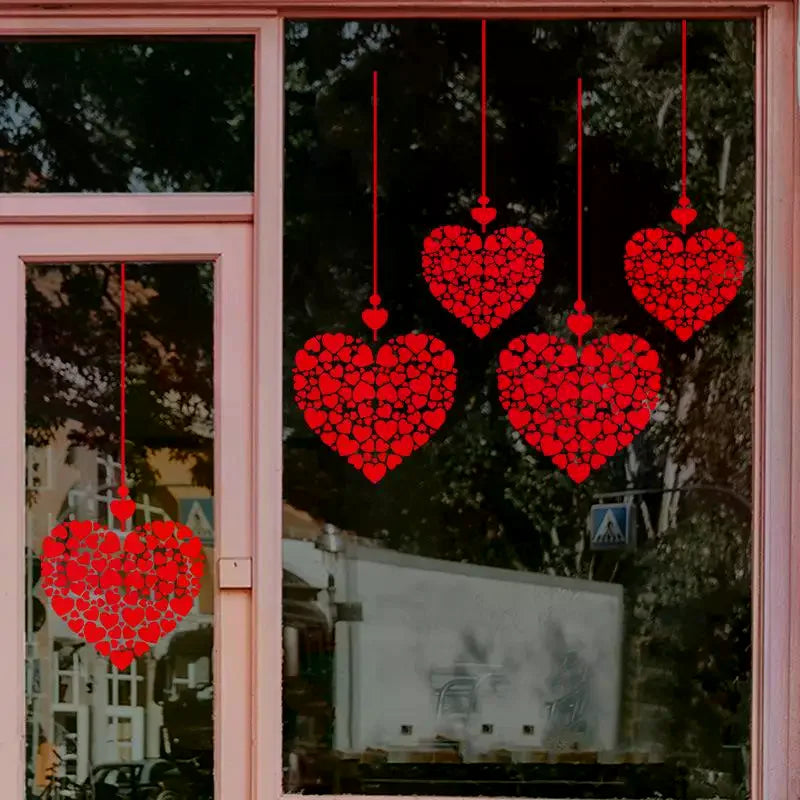 1pcs Valentine's Day Atmosphere Decorative Stickers,Heart-shaped Stickers For Glass Windows And Display Windows, Window Stickers Qme