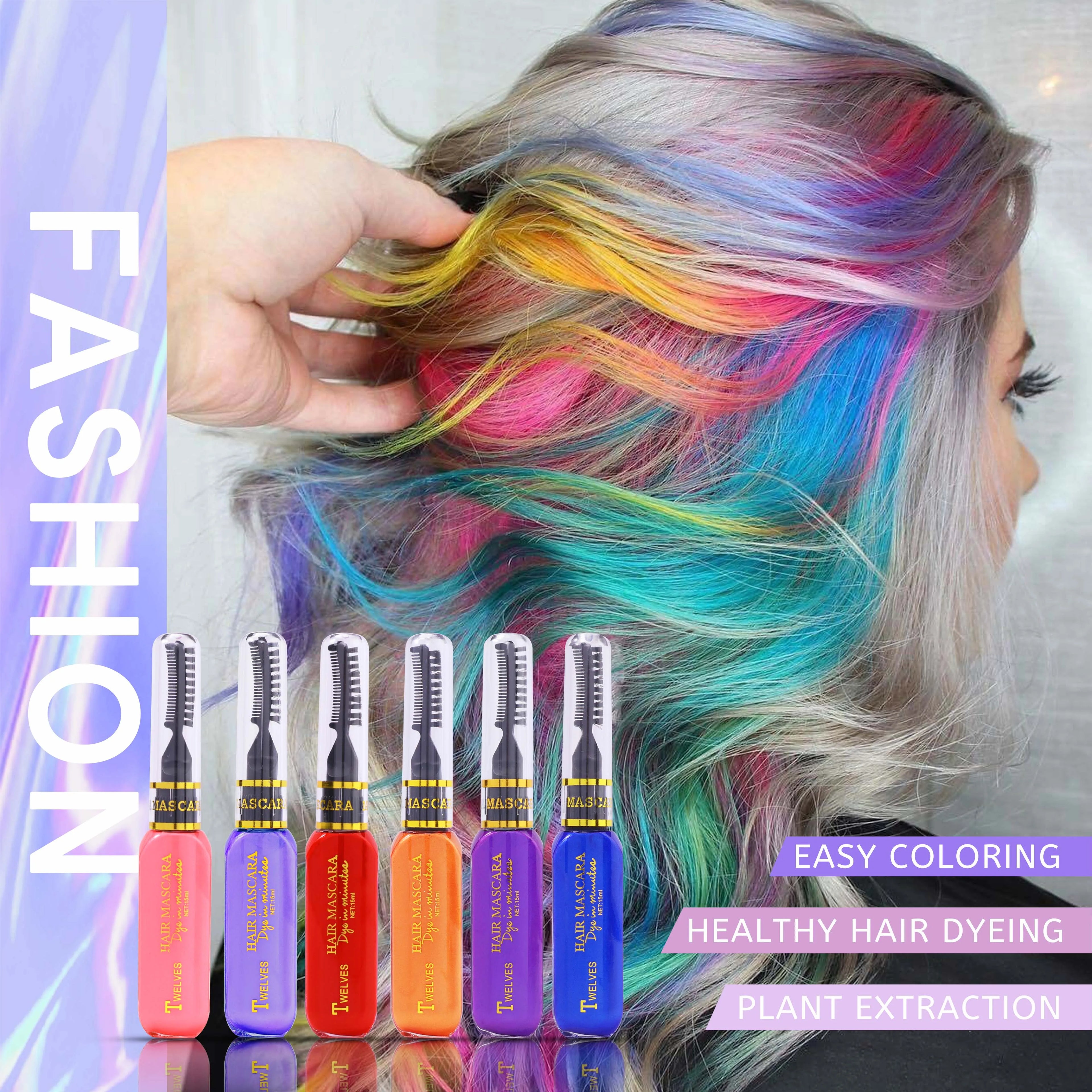 6 colors instant hair dye temporary hair makeup product rainbow hair makeup paste suitable for Halloween festivala Qme