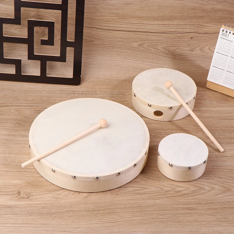 Frame Drums 4 6 7 8 9 Hand Drum Wood Stick Musical Game Kids Qme