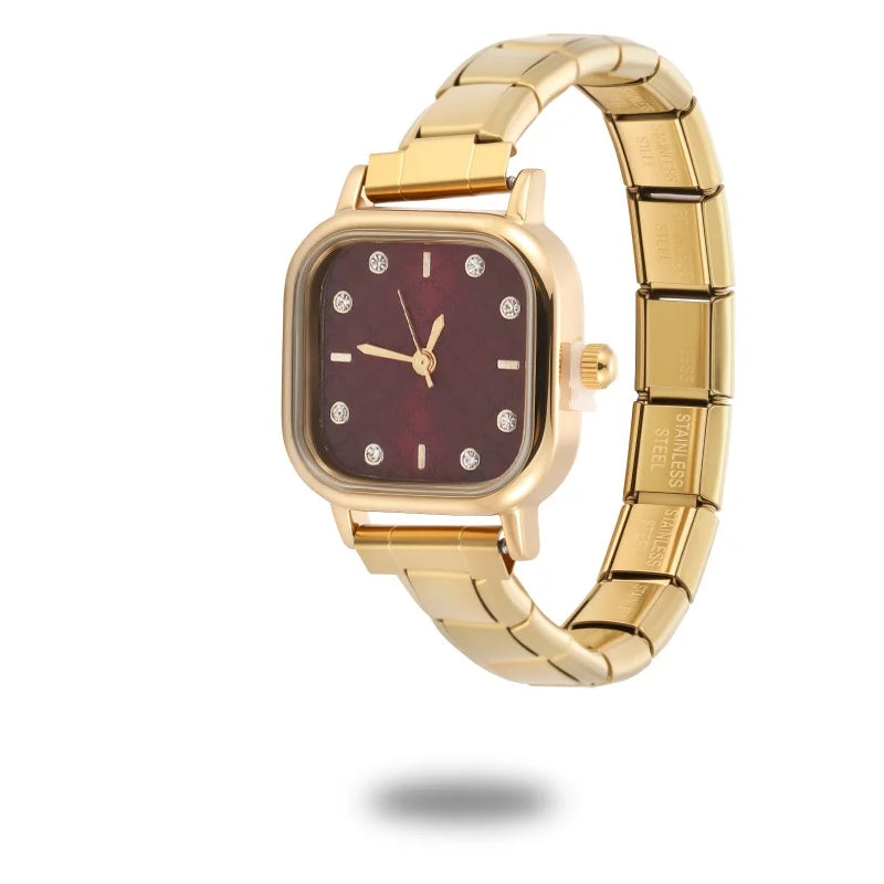 2026 Fashion Women's Men's DIY 9mm Width Italian Elastic Charm Stainless Square Octangle Watch Bracelet Bangle For Birthday Gift Qme Style 6