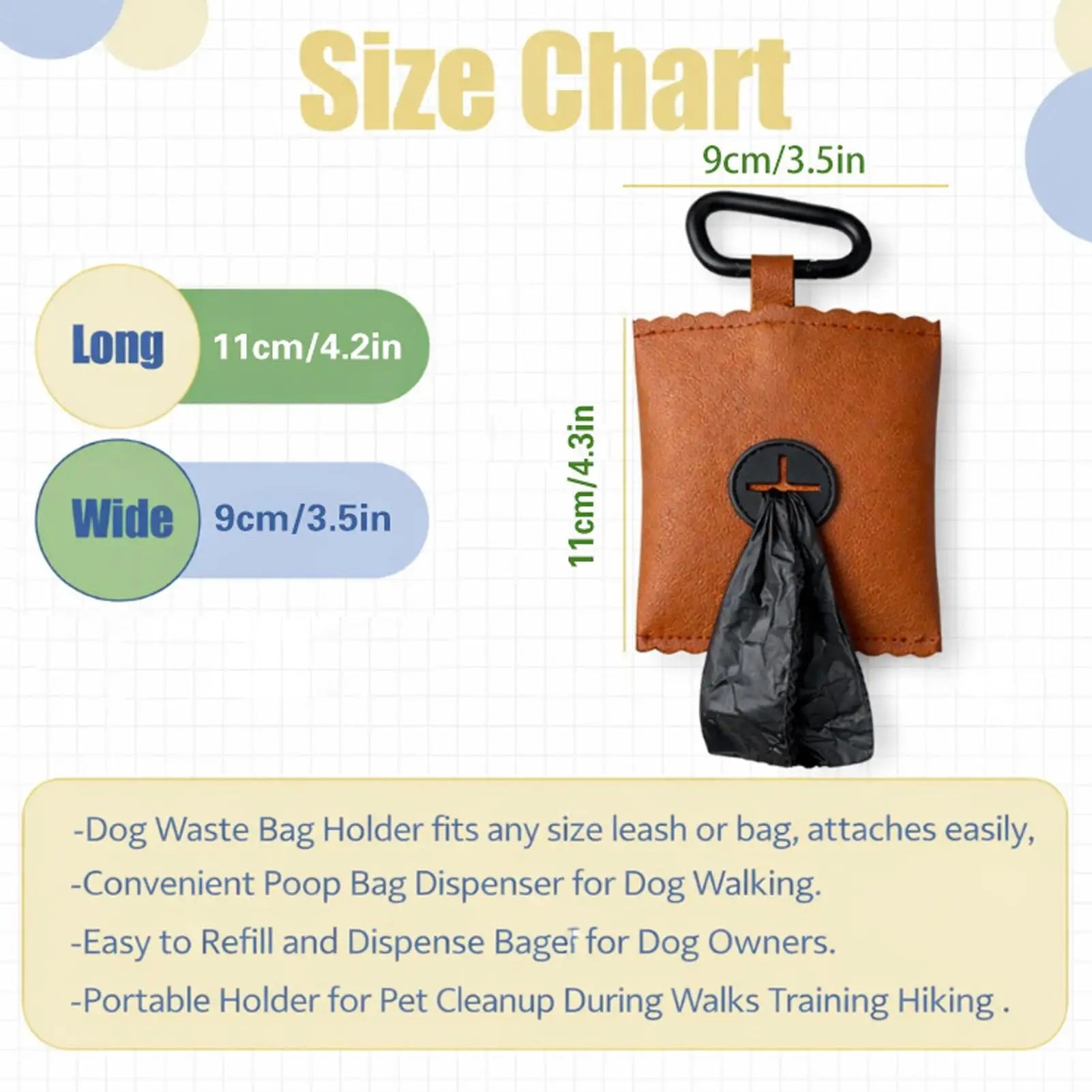 Poop Bag Holder Carabiner Zipper Pouch Pet Waste Dispenser Puppy Qme
