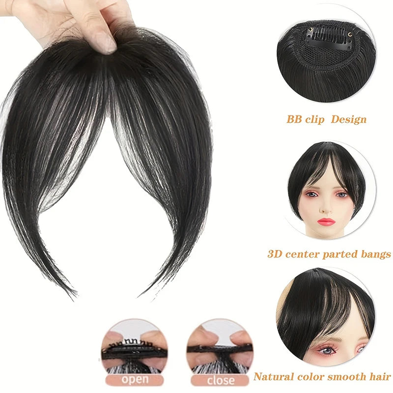 Natural Hair Wig Bangs Synthetic Fluffy Extensions Clip-on Hairpieces Qme