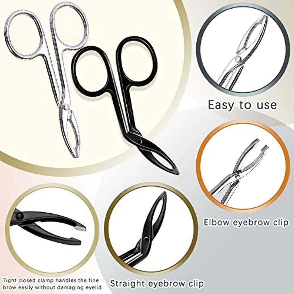 Scissor Shaped Eyebrow Tweezers Flat Headed Oblique Stainless Steel Qme