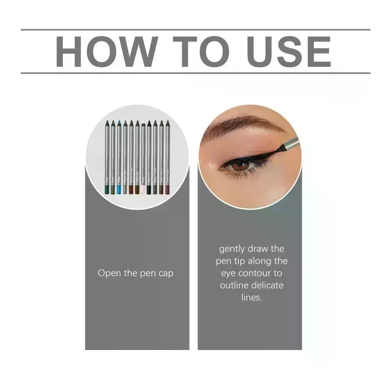 Smooth Eyeliner Gel Pencil Waterproof Long Wear Anti Smudge Easy Qme