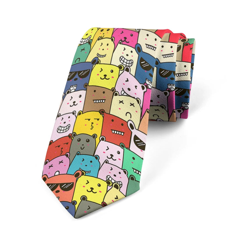 Funny Cartoon Small Animal Print Men's Tie Fashion Slim High-quality Qme style4