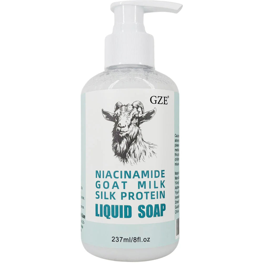 GZE Niacinamide Goat Milk Silk Protein Liquid Soap Moisturizing Gentle Deep Cleansing pH-Balanced Skin Texture Improvement Qme Niacinamide Milk Whitening|237ML
