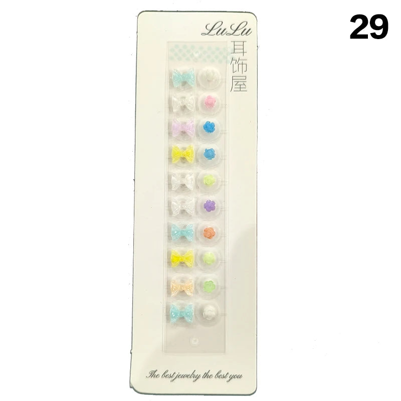 Fashion Bowknot Colorful Rhinestone Pearls Ear Point Stickers Qme 29