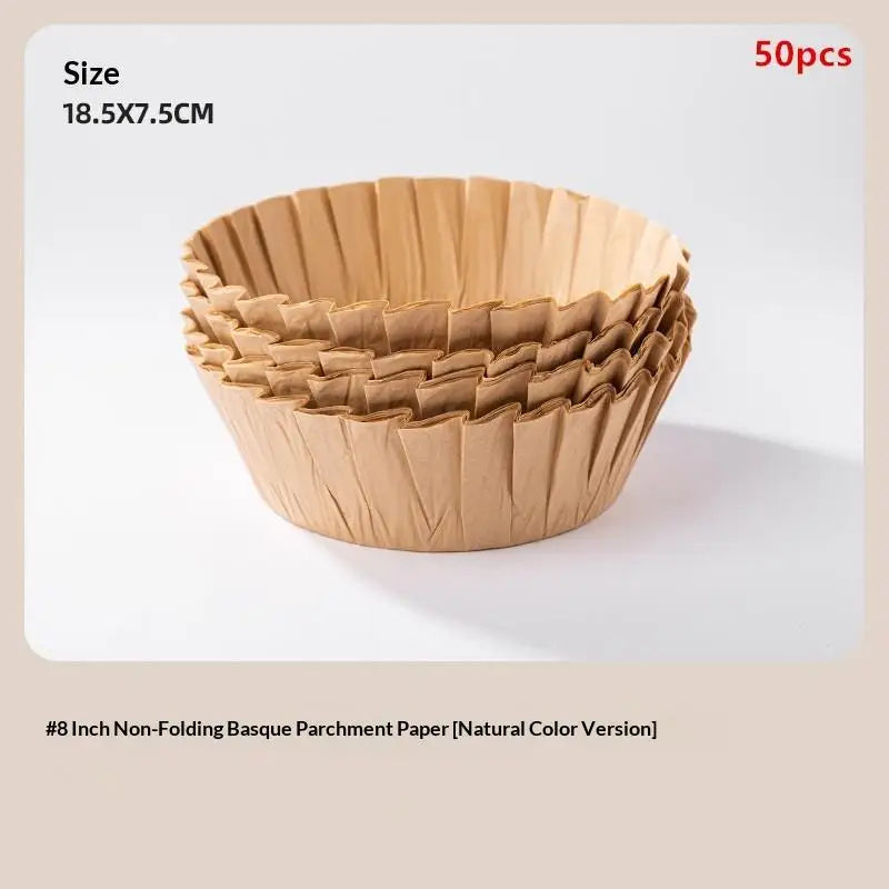 Basque Cheesecake Oil Paper Tray Foldable Cake Mold Disposable Qme 8in Brown