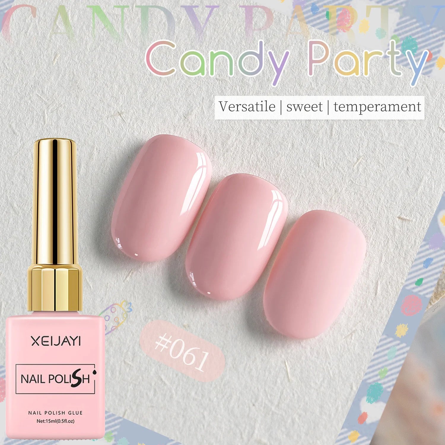 Candy Color Gel Nail Polish Set, 6 Colors High Saturation Macaron Solid Nail Gel, Pastel Purple Peach Pink Salon Quality Varnish Qme W061