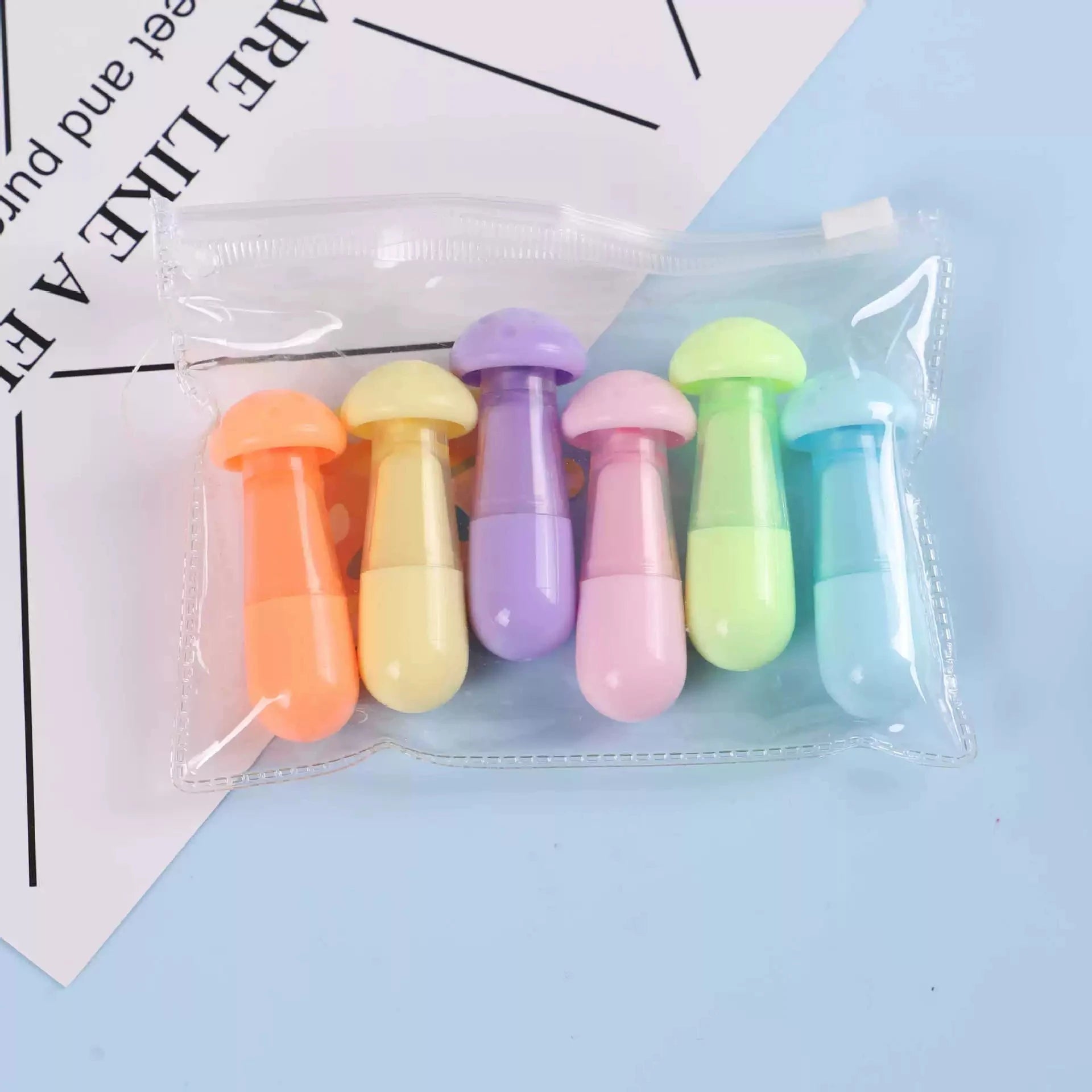 6PCS/Set Leaves Mushroom Cute Kawaii Highlighter Pen Kawaii Chalk Marker Pens Stationery School Supplie Qme