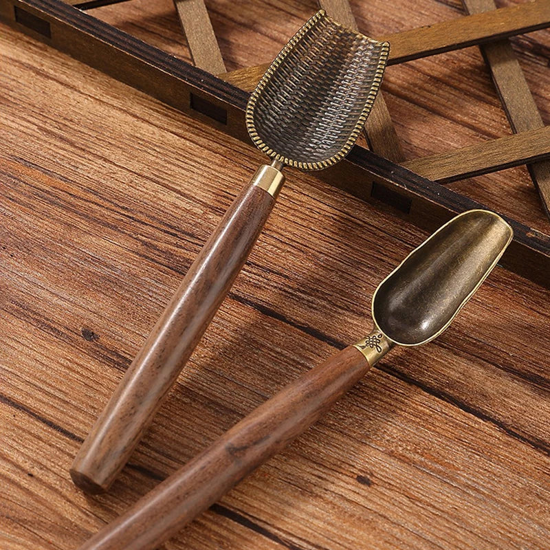 Tea Spoon Ebony Teaspoon Solid Wood Retro Creative Shovel Kongfu Qme
