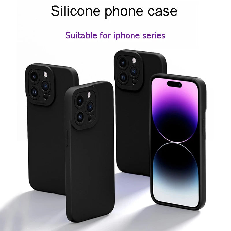 New Phone Case For IPhone 15 14 13 11 12 Pro Max X XS Max 15 Plus Soft Silicone Solid Color Fall and Collision Protection Cover Qme