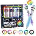 3/6/12 Pack of 10-color Colorful Ballpoint Pens - Smooth Rollerball Pen, Bullet Tip Ideal for Students and Prize Gifts, Suitable Qme 60 colors